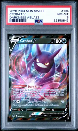 2020 POKEMON SWORD & SHIELD DARKNESS ABLAZE #104 CROBAT V PSA 8 - Image 1