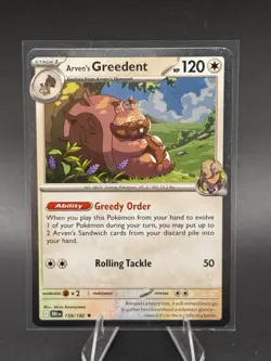 Pokemon Arven's Greedent 159/182 Destined Rivals Cosmo Holo Blister Exclusive NM - Image 1