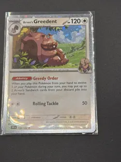 Pokemon Arven's Greedent 159/182 Destined Rivals Cosmo Holo Blister Exclusive NM - Image 2