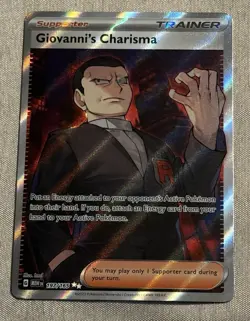 Giovanni's Charisma 197/165 - 151 EN Full Art Pokemon NM - Missing Ink Error - Image 2