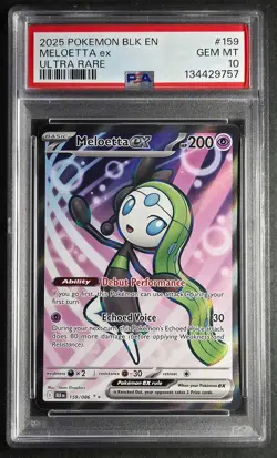Pokemon 2025 Meloetta EX #159 PSA 10 GEM-MT -- USA SHIPPING ONLY - Image 1