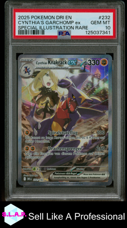 CYNTHIA'S GARCHOMP EX SPECIAL ILL RARE POKEMON DRI EN-DEST RIV 2025 232 PSA 10 - Image 1