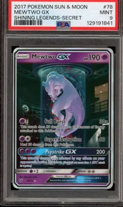 Pokemon Mewtwo GX Shining Legends Secret Rare #78 PSA 9 Mint - Image 1
