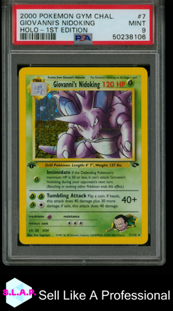 GIOVANNI'S NIDOKING HOLO-1ST EDITION POKEMON GYM CHALLENGE 2000 7 PSA 9 - Image 1