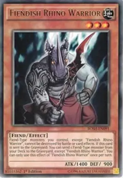 Yugioh-Fiendish Rhino Warrior-Rare-Mixed Editions-BOSH EN091 (LP) - Image 1