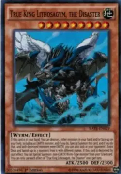 Yugioh-True King Lithosagym, The Disaster-Super Rare-1st Edition-RATE EN019 (NM) - Image 1