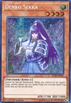 Yugioh-Denko Sekka-Secret Rare-1st Edition-BLLR EN052 (LP) - Image 1