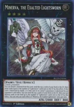 Yugioh-Minerva, The Exalted Lightsworn-Secret Rare-1st Edition-BLLR EN044 (LP) - Image 1