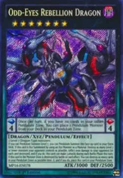 Yugioh-Odd-Eyes Rebellion Dragon-Secret Rare-1st Edition-MP16 EN078 (LP) - Image 1