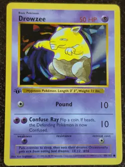 1999 WOTC POKEMON BASE SET SHADOWLESS 1ST EDITION DROWZEE 49/102 VINTAGE CARD - Image 1
