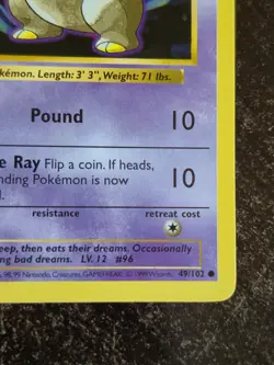 1999 WOTC POKEMON BASE SET SHADOWLESS 1ST EDITION DROWZEE 49/102 VINTAGE CARD - Image 4