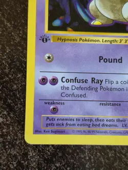 1999 WOTC POKEMON BASE SET SHADOWLESS 1ST EDITION DROWZEE 49/102 VINTAGE CARD - Image 5