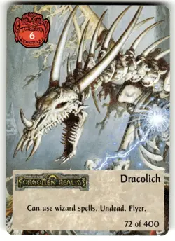Spellfire CCG Rare Card Dracolich - 1st Edition 72 of 400 - Image 1