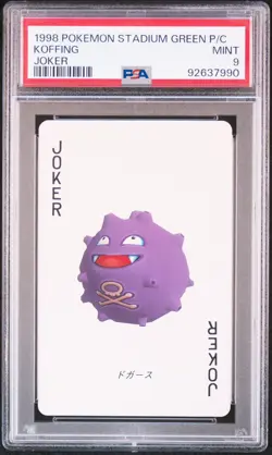 1998 Pokemon Stadium Green Playing Card Koffing Joker PSA 9 Mint - Image 1