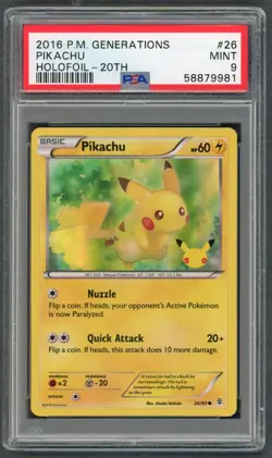 Pokemon Cards - PSA 9 Pikachu 26/83 - Generations 20th Anniversary - MINT - PSA9 - Image 1