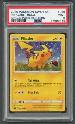 Pokemon Cards - PSA 9 Pikachu 039 - Single Pack Blisters Promo - MINT - PSA9 - Image 1