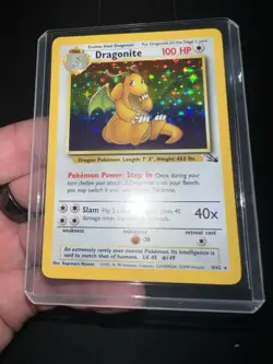 Pokemon TCG Dragonite Fossil Set Holo Rare Card 4/62 1999 - Image 1