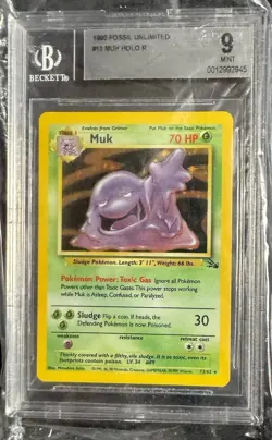 🍃 Muk 13/62 Holo Rare Pokemon Card - 1999 Fossil Set, BGS 9 Mint - Image 1