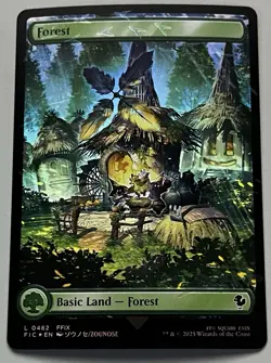 MTG FF Commander Basic Land Forest COMMON CHOCOBO TRACK FOIL #0482 - Image 2