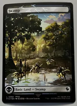 MTG FF Commander Basic Land Swamp COMMON CHOCOBO TRACK FOIL #0480 - Image 2