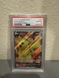 2022 Pokemon PSA 10 Pikachu V FA SWSH Brilliant Stars 157/172 - Image 1