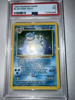 1999 Blastoise Holo Rare Pokemon TCG Card 2/102 Base Set Vintage WOTC PSA 7 NM - Image 3
