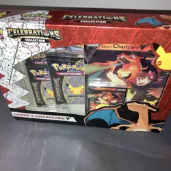 Pokemon TCG Celebrations Collection Lance's Charizard V Box Sealed 820650809392 - Image 1