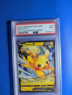 2023 PSA 9 Pokemon Pikachu V BSP SWSH285 Black Star Promo Card Crown Zenith Coll - Image 1