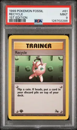 1999 POKEMON FOSSIL 1ST ED #61 RECYCLE PSA 9 - Image 1