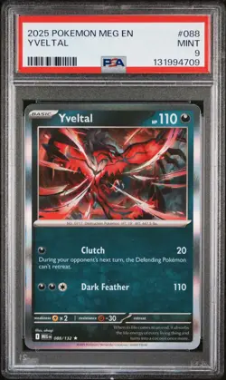 POKEMON 2025 MEG EN-MEGA EVOLUTION #088 YVELTAL PSA MINT 9! - Image 1
