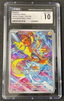ZERAORA Illustration Rare Holo 151 CGC 10 GEM MINT 2024 Pokemon Stellar Crown - Image 1