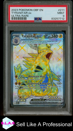 TYRANITAR EX ULTRA RARE POKEMON OBF EN-OBSIDIAN FLAMES 2023 211 PSA 9 - Image 1