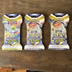 Pokemon TCG: Sword & Shield-Brilliant Stars Sleeved Booster Pack Lot of (3) - Image 1
