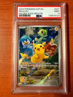 2023 POKEMON SVP EN-SV PALDEA EVOLVED ETB PROMO #027 PIKACHU PSA 9 - Image 1