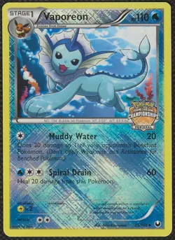 Pokemon VAPOREON 25/108 Regional Championship Promo Dark Explorers English Nm-Ex - Image 1