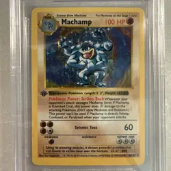 Pokemon 1st Edition Shadowless Base Set Machamp 8/102 Holo THIN STAMP BGS 8 NM - Image 3