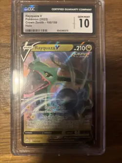 Rayquaza V 100/159 Crown Zenith CGC 10 Gem Mint Pokemon TCG Holo Rare - Image 1