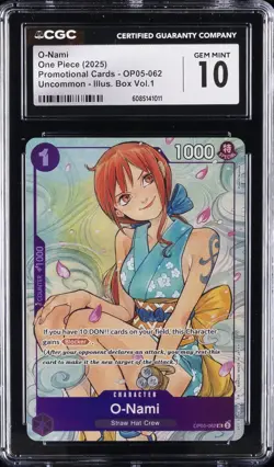 2025 ONE PIECE #OP05-062 O-NAMI CGC 10 GEM MINT - Image 1