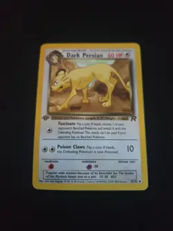 Dark Persian 42/82 1st Edition LP Team Rocket Non Holo Pokemon Card vintage - Image 1