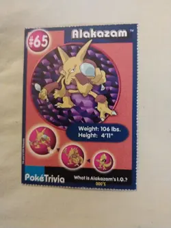 VTG Vintage POKEMON Alakazam BK Burger King 65 TRADING CARD Pokemon Nintendo TCG - Image 1