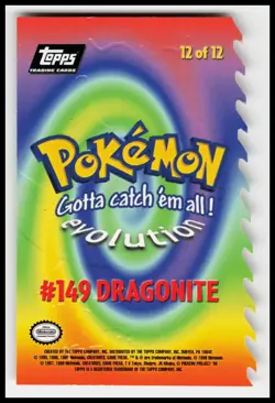 Dragonite #149 Evolution 12 of 12 Black Logo Topps Trading Cards Pokemon Card - Image 2
