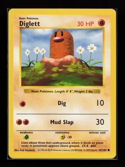 Diglett 47/102 Common Base Set (Shadowless) Pokemon Card - Image 1