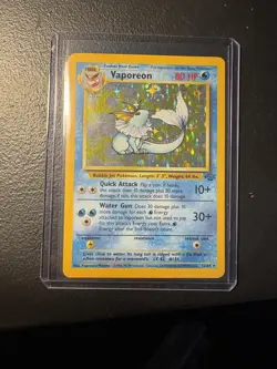 Pokemon TCG Vaporeon Holo Rare Card 12/64 Jungle Set, Vintage 1999 LP - Image 1