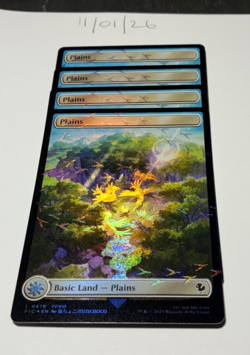 Magic the Gathering MTG Plains Full Art x4 Land Chocobo Track FOIL Cards NM/M - Image 1