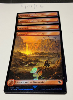 Magic the Gathering MTG Mountain Full Art x4 Land Chocobo Track FOIL Cards NM/M - Image 1