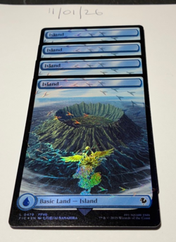 Magic the Gathering MTG Island Full Art x4 Land Chocobo Track FOIL Cards NM/M - Image 1