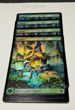 Magic the Gathering MTG Forest Full Art x4 Land Chocobo Track FOIL Cards NM/M - Image 1