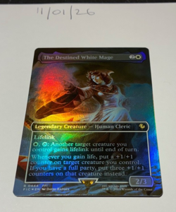 Magic the Gathering MTG The Destined White Mage x1 Borderless FOIL Card NM/M - Image 1