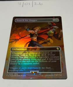 Magic the Gathering MTG Search for Dagger x1 Borderless FOIL Card NM/M - Image 1