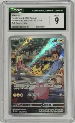 2023 Pokemon Korean 151 Pikachu Art Rare Holo 173/165 CGC 9 Mint - Image 1